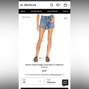 Agolde 32 Parker long short in Skywave color